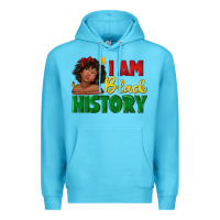 Ocean Blue i am black history with afro black girl Premium Hoodie - texasbilliewilder