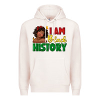 Pale Pink i am black history with afro black girl Premium Hoodie - texasbilliewilder