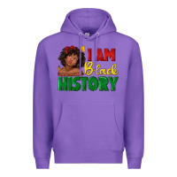 Purple i am black history with afro black girl Premium Hoodie - texasbilliewilder