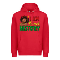 Red i am black history with afro black girl Premium Hoodie - texasbilliewilder