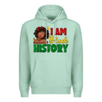 Seafoam i am black history with afro black girl Premium Hoodie - texasbilliewilder
