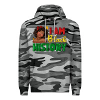Slate Camo i am black history with afro black girl Premium Hoodie - texasbilliewilder