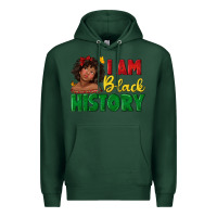 Sports Green i am black history with afro black girl Premium Hoodie - texasbilliewilder