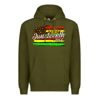 Army Green juneteenth 1865 with crown flag Premium Hoodie - texasbilliewilder