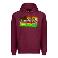Burgundy juneteenth 1865 with crown flag Premium Hoodie - texasbilliewilder
