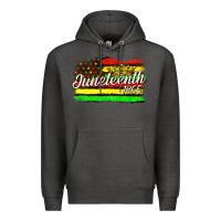 Charcoal Heather juneteenth 1865 with crown flag Premium Hoodie - texasbilliewilder