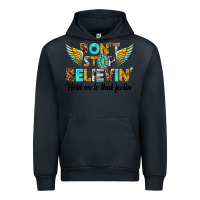 Navy dont stop believing Urban Hoodie - texasbilliewilder