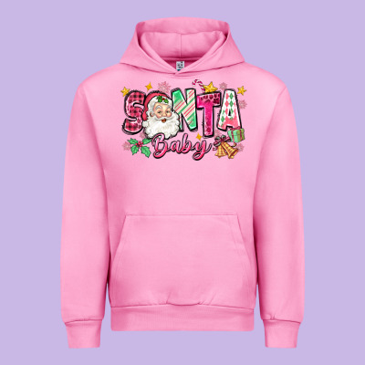 Pink Santa Baby Christmas Urban Hoodie Designed By Zillion Design Studio