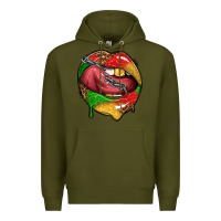 Army Green juneteenth day lips Premium Hoodie - texasbilliewilder