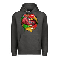 Charcoal Heather juneteenth day lips Premium Hoodie - texasbilliewilder