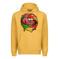 Mustard juneteenth day lips Premium Hoodie - texasbilliewilder