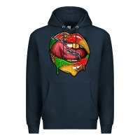 Navy juneteenth day lips Premium Hoodie - texasbilliewilder