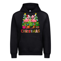 Black merry christmas flamingo Urban Hoodie - Zillion Design Studio