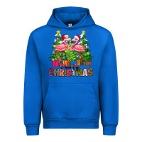 Cobalt merry christmas flamingo Urban Hoodie - Zillion Design Studio
