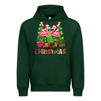 Forest Green merry christmas flamingo Urban Hoodie - Zillion Design Studio