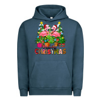 Pigment Midnight Navy merry christmas flamingo Urban Hoodie - Zillion Design Studio