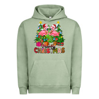 Pigment Oil Green merry christmas flamingo Urban Hoodie - Zillion Design Studio