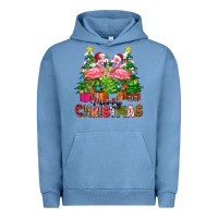 Pigment Pebble Blue merry christmas flamingo Urban Hoodie - Zillion Design Studio