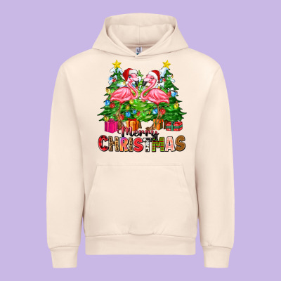 Merry Christmas Flamingo Urban Hoodie Designed By Zillion Design Studio