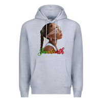 Heather Grey juneteenth black woman Premium Hoodie - texasbilliewilder