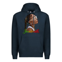 Navy juneteenth black woman Premium Hoodie - texasbilliewilder