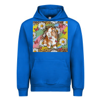 Cobalt Watercolor Easter Bunny With Daisy Urban Hoodie - RanaPortraitStore