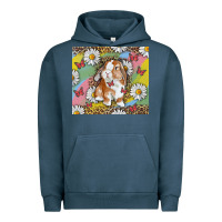 Pigment Midnight Navy Watercolor Easter Bunny With Daisy Urban Hoodie - RanaPortraitStore
