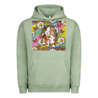 Pigment Oil Green Watercolor Easter Bunny With Daisy Urban Hoodie - RanaPortraitStore