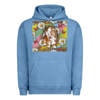 Pigment Pebble Blue Watercolor Easter Bunny With Daisy Urban Hoodie - RanaPortraitStore