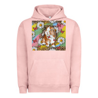 Pigment Salmon Watercolor Easter Bunny With Daisy Urban Hoodie - RanaPortraitStore