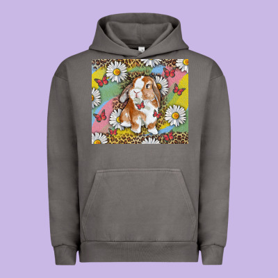 Urban Hoodie Watercolor Easter Bunny With Daisy