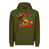 Army Green juneteenth black king Premium Hoodie - texasbilliewilder