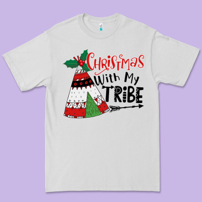 Christmas With My Tribe Boho Premium Tee Designed By Cowhidedigitalart