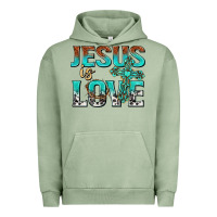 Pigment Oil Green jesus is love Urban Hoodie - texasbilliewilder