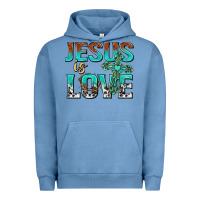 Pigment Pebble Blue jesus is love Urban Hoodie - texasbilliewilder