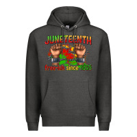 Charcoal Heather juneteenth free ish since 1865 Premium Hoodie - texasbilliewilder