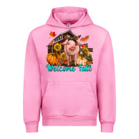 Fuchsia Pink Welcome fall pig Urban Hoodie - RanaPortraitStore