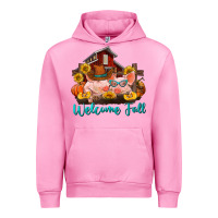 Fuchsia Pink Welcome fall pigs Urban Hoodie - RanaPortraitStore