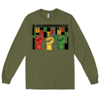 Army Green black independence day juneteenth Long Sleeve Tee - BarkalooDesign