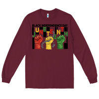 Burgundy black independence day juneteenth Long Sleeve Tee - BarkalooDesign