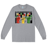 Heather Grey black independence day juneteenth Long Sleeve Tee - BarkalooDesign