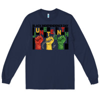 Navy black independence day juneteenth Long Sleeve Tee - BarkalooDesign