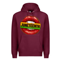 Burgundy juneteenth lips Premium Hoodie - texasbilliewilder