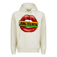 Oatmeal Heather juneteenth lips Premium Hoodie - texasbilliewilder