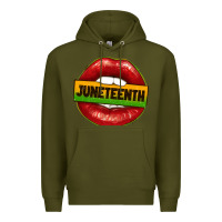 Army Green juneteenth lips Premium Hoodie - texasbilliewilder
