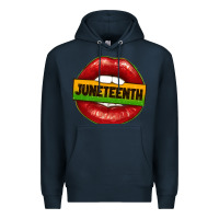 Navy juneteenth lips Premium Hoodie - texasbilliewilder