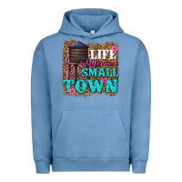 Pigment Pebble Blue life is better in a small town Urban Hoodie - texasbilliewilder