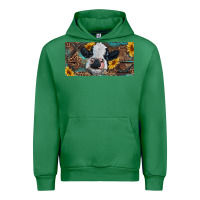 Emerald Baby cow with sunflower and leopard Urban Hoodie - RanaPortraitStore