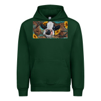 Forest Green Baby cow with sunflower and leopard Urban Hoodie - RanaPortraitStore