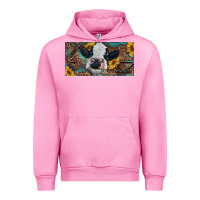 Fuchsia Pink Baby cow with sunflower and leopard Urban Hoodie - RanaPortraitStore
